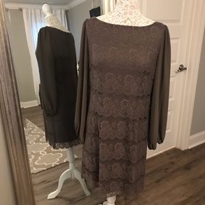 Jesica Howard Size 16 brown lace dress